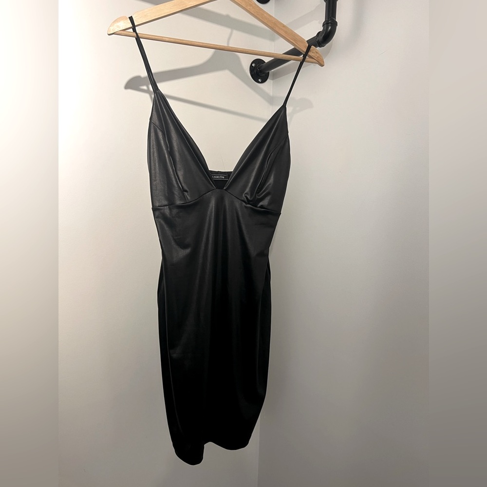 Black Pleather Mini Dress NwoT Lovely Day brand